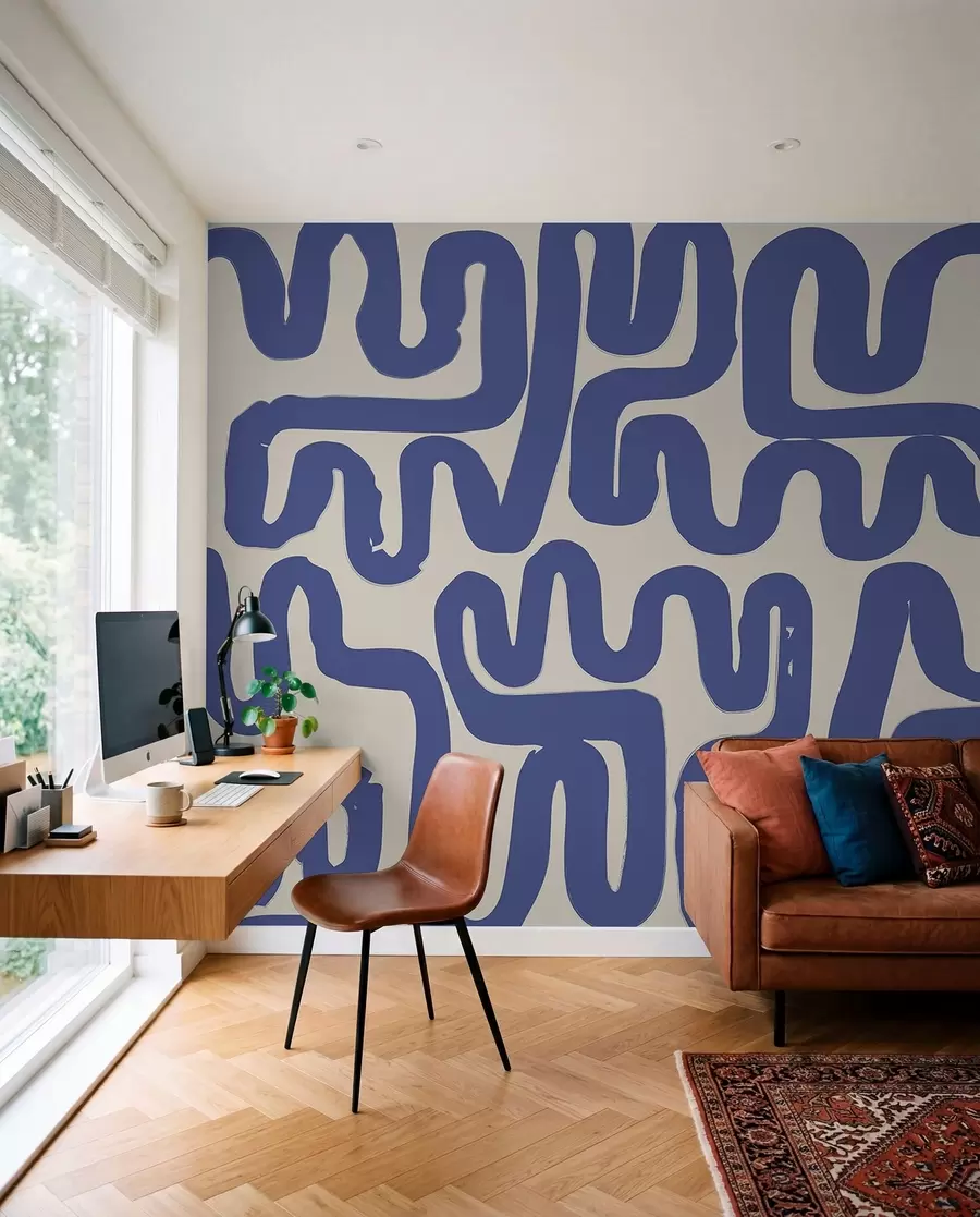 wall murals Плаве кривудаве линије w01686