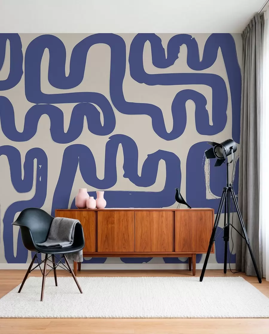 wall murals Плаве кривудаве линије w01686