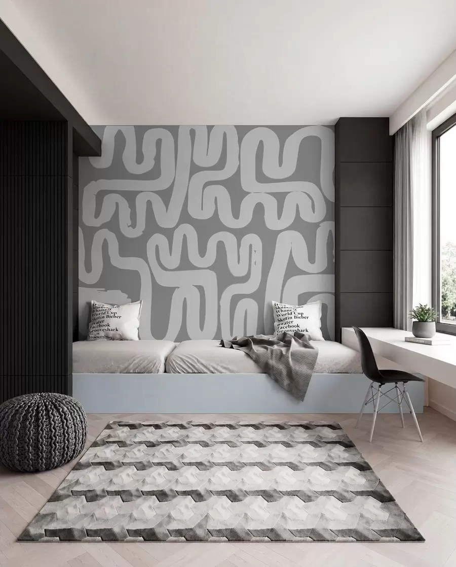 wall murals Vijugave linije u sivom w01686v2