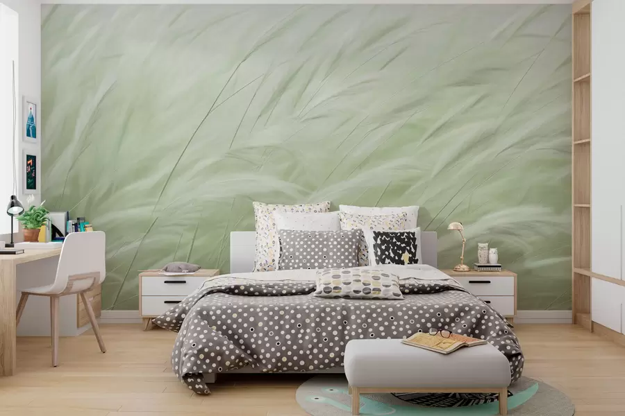 wall murals Зелени класови пољске траве w01719v2