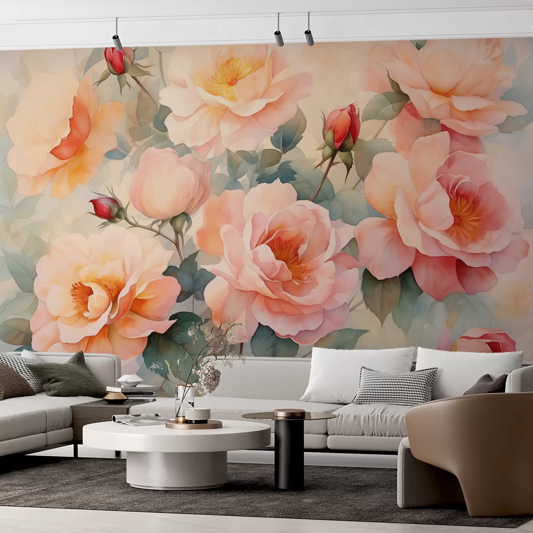 wall murals Винтаге руже мокри акварел w01769