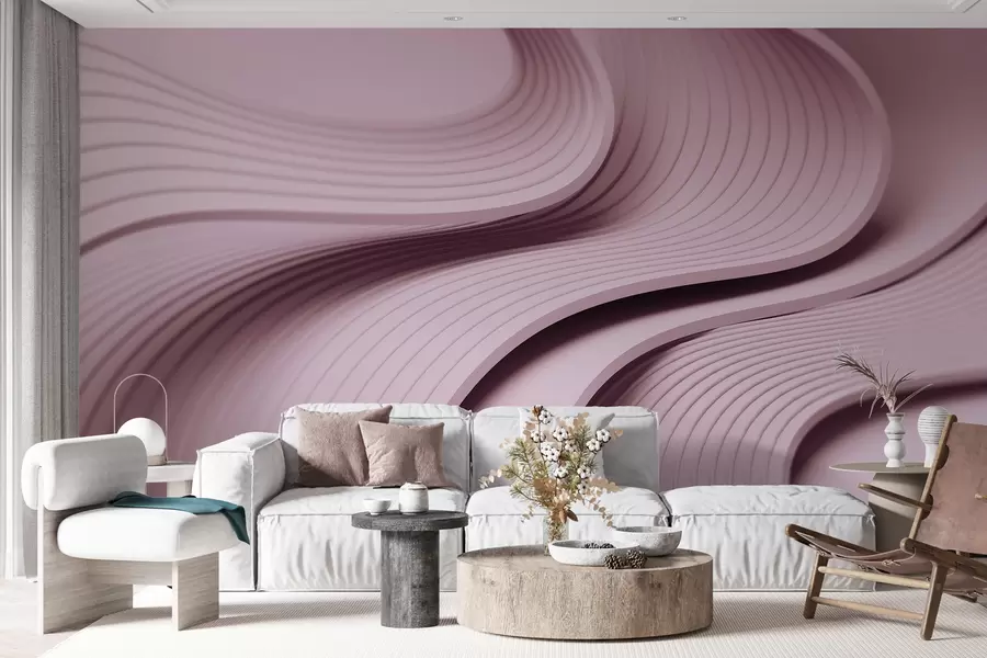 wall murals Елегантни обимни таласи у 3Д стилу у нијансама пудера w01147v1