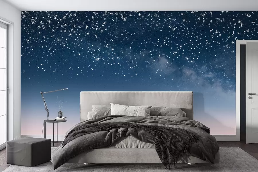 wall murals Звездано ноћно небо, розе градијент, космички, сазвежђа w01797