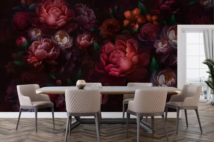 wall murals Изузетно цвеће на тамној позадини w01794