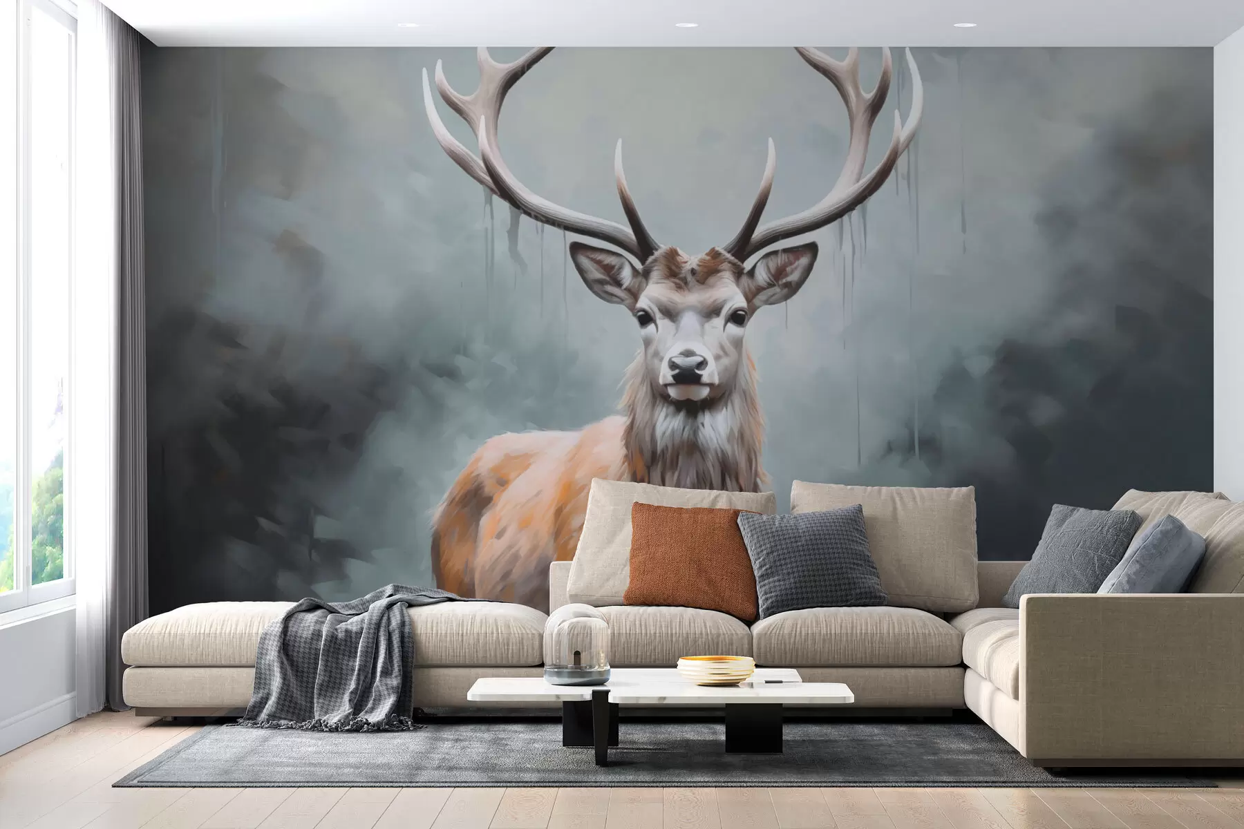 wall murals Елегантан јелен у магли w01796