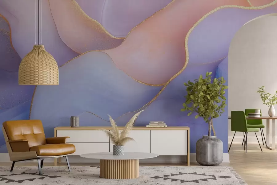 wall murals Апстрактна композиција са мермерним шарама и деликатним акварел текстурама у нежним пастелним бојама w01827