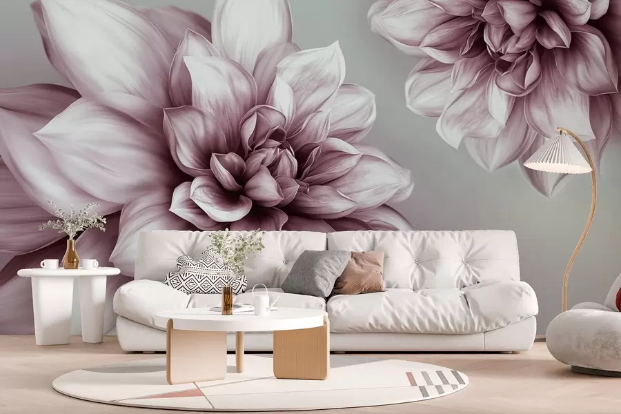 wall murals Обимно цвеће са много латица, изведено у градацијама ружичастих тонова w01937v1