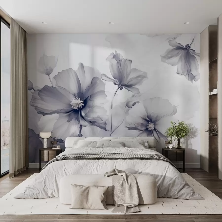wall murals Ваздушно прозирно плаво цвеће које се раствара у јутарњем светлу w01938v2