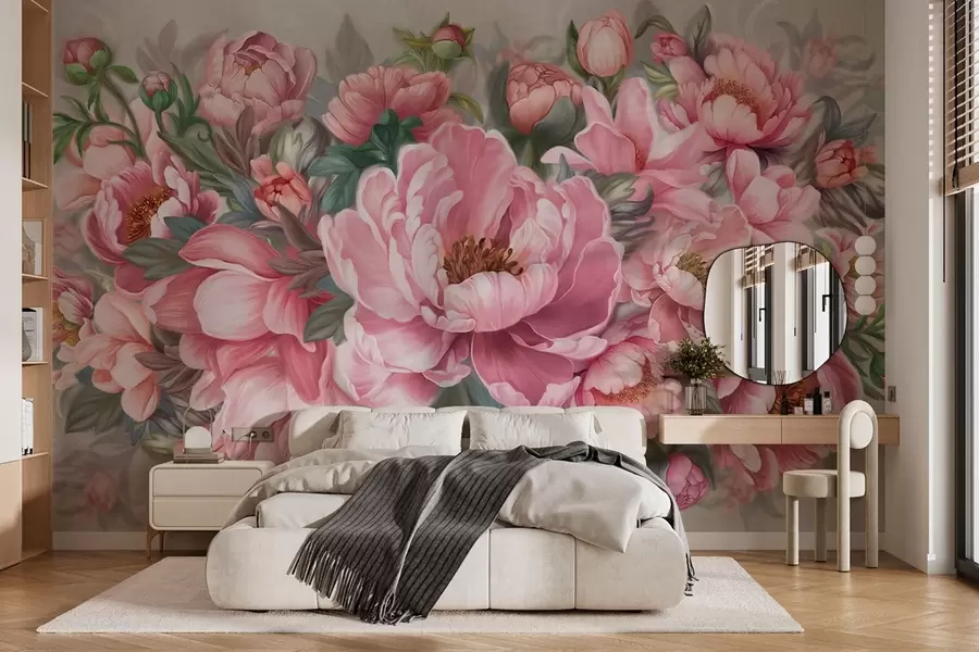 wall murals Велики цветови у розе w01966