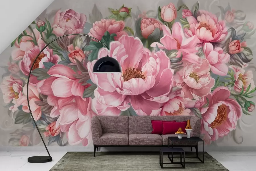 wall murals Велики цветови у розе w01966