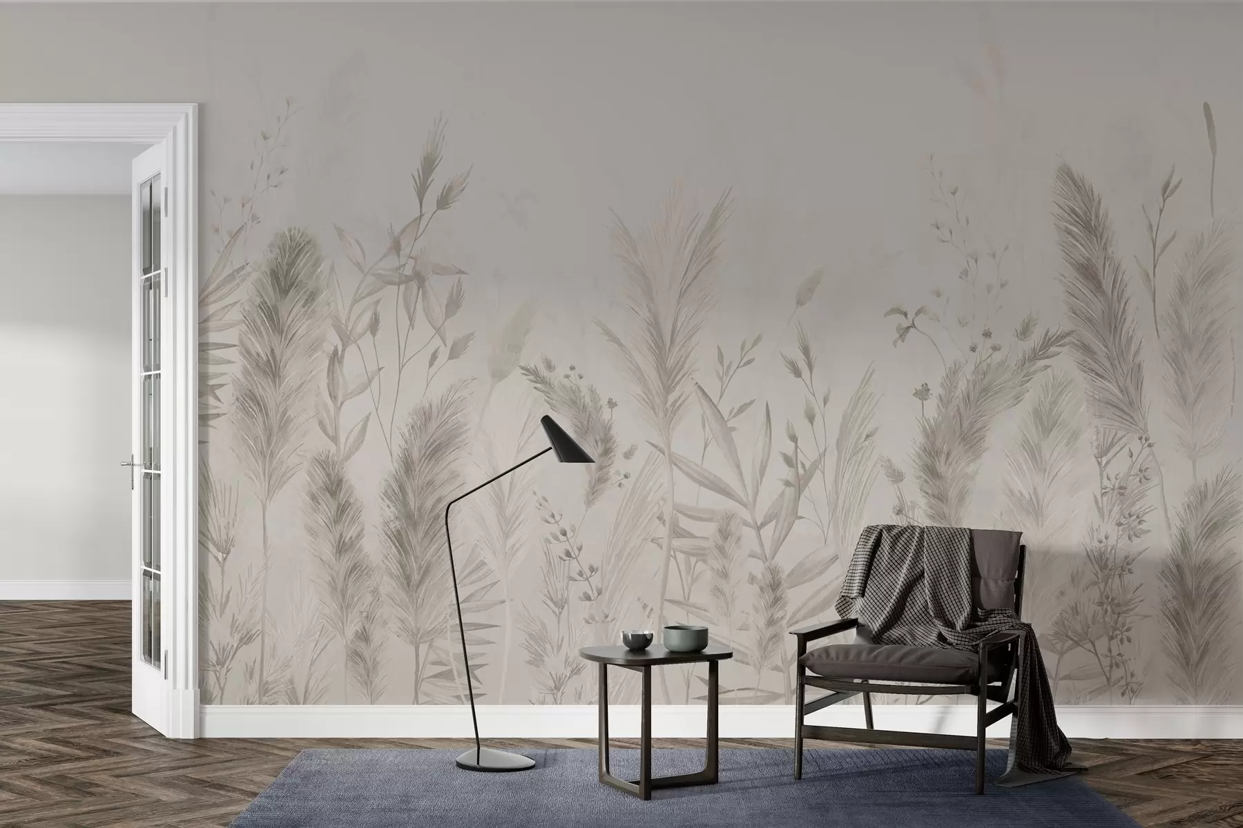 wall murals Високе пољске траве и цвеће у пастелним бојама w02004v1