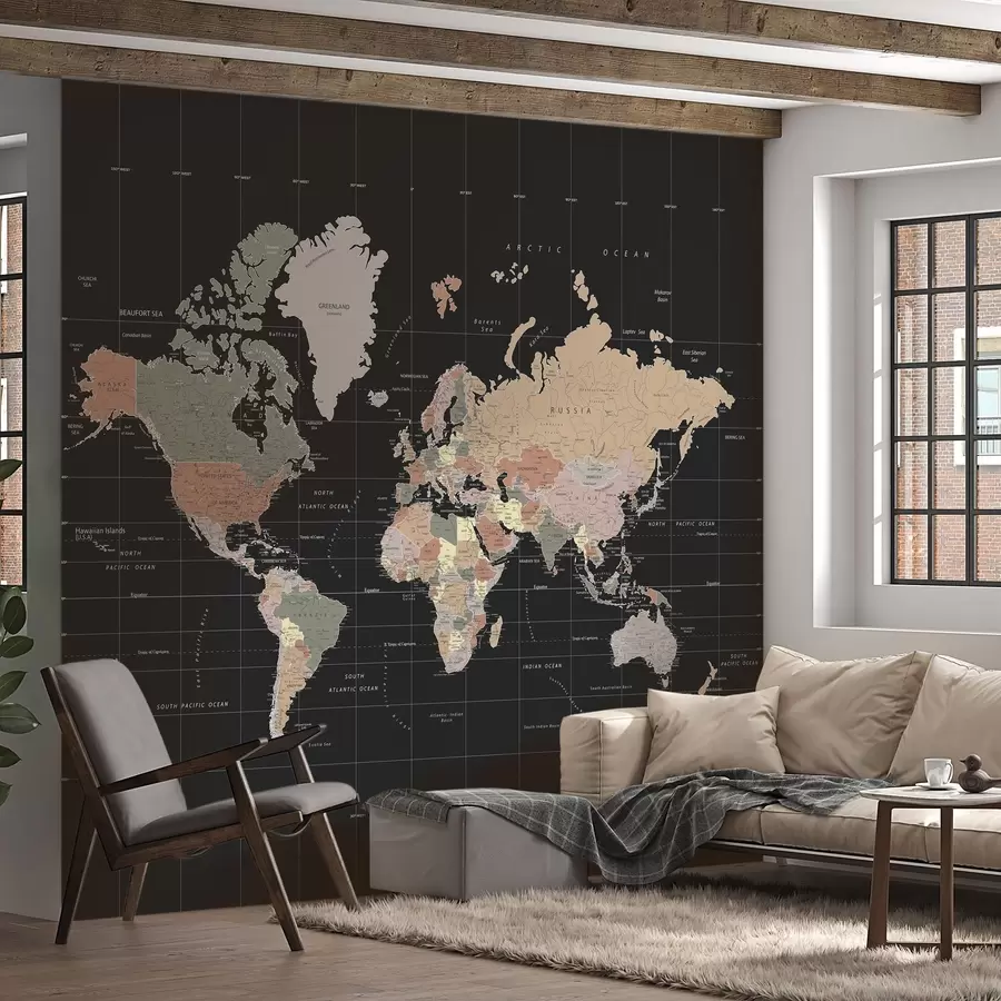 wall murals Мапа света са истакнутим различитим земљама u99477d1