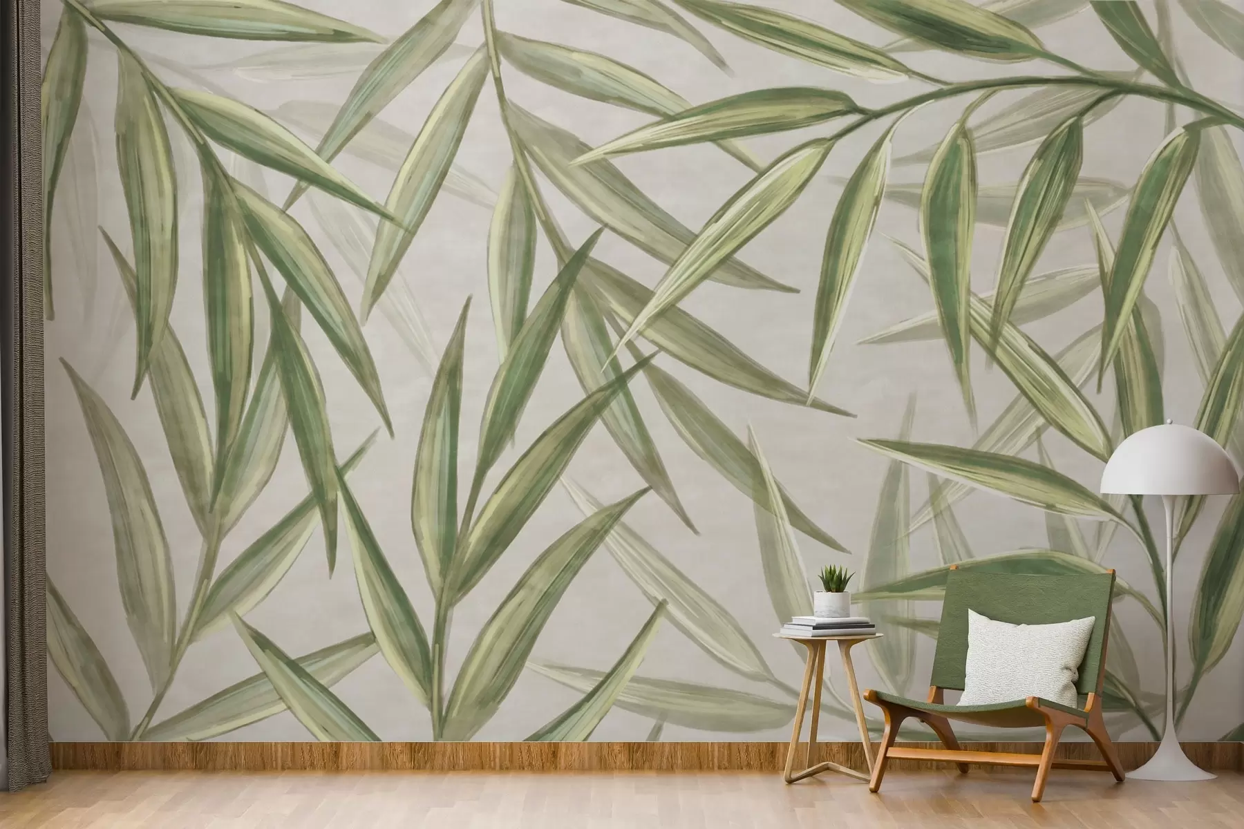 wall murals Бујни листови у нежним тоновима акварела w00236