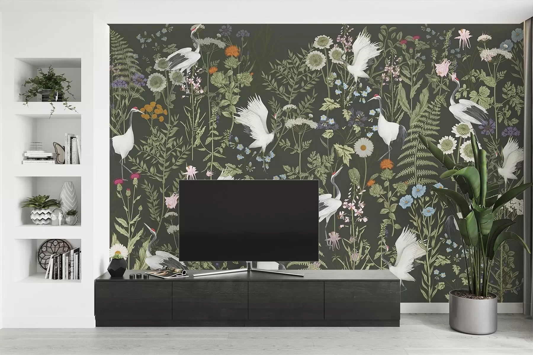 wall murals Ждралови плешу међу живим цвећем w00380v2