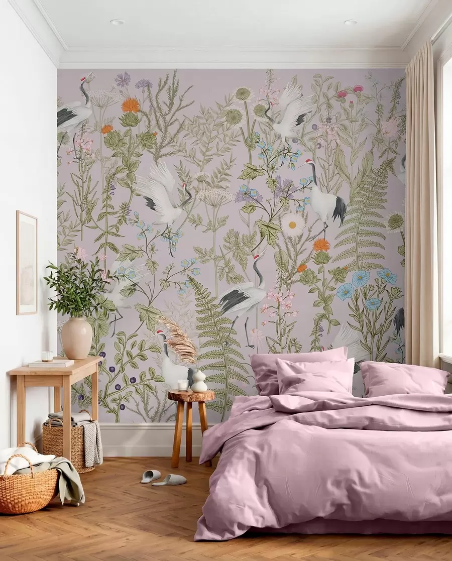 wall murals Елегантни ждралови усред живописног цветања w00380v3