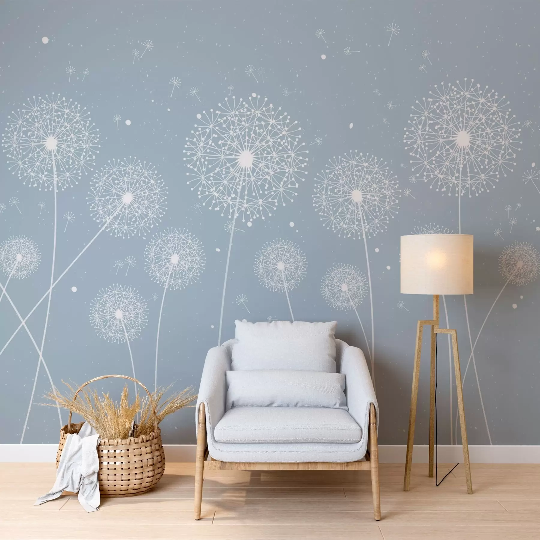 wall murals Нежни маслачак који плешу на поветарцу w00754v3