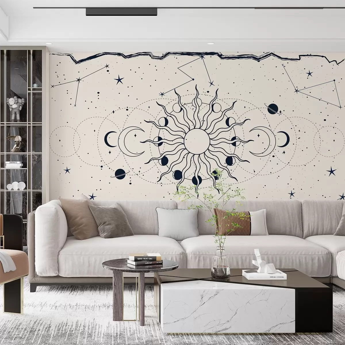 wall murals Космички обрасци сунца и месеца w00824