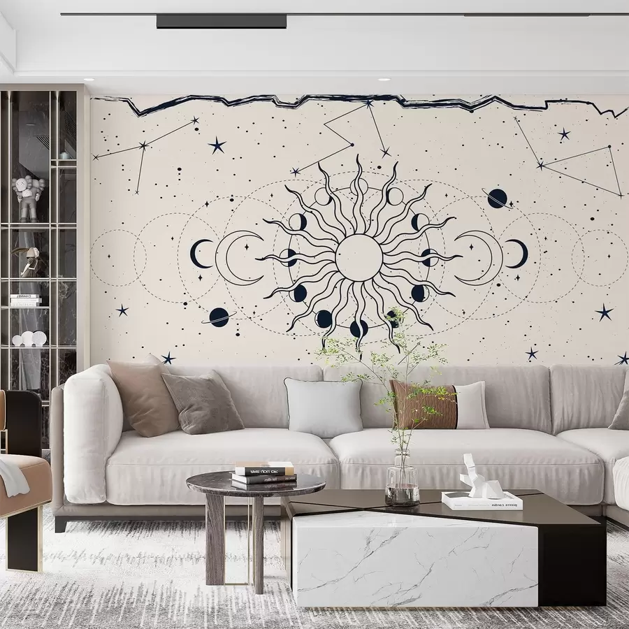 wall murals Космички обрасци сунца и месеца w00824