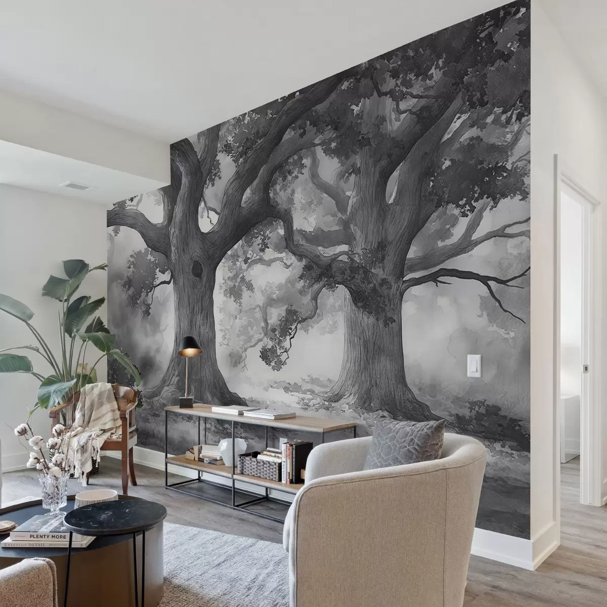 wall murals Величанствено дрвеће у мирном пејзажу w01182