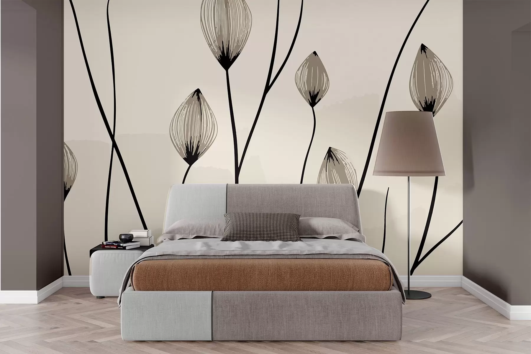 wall murals Апстрактни цветни пупољци у минималистичком стилу w02027