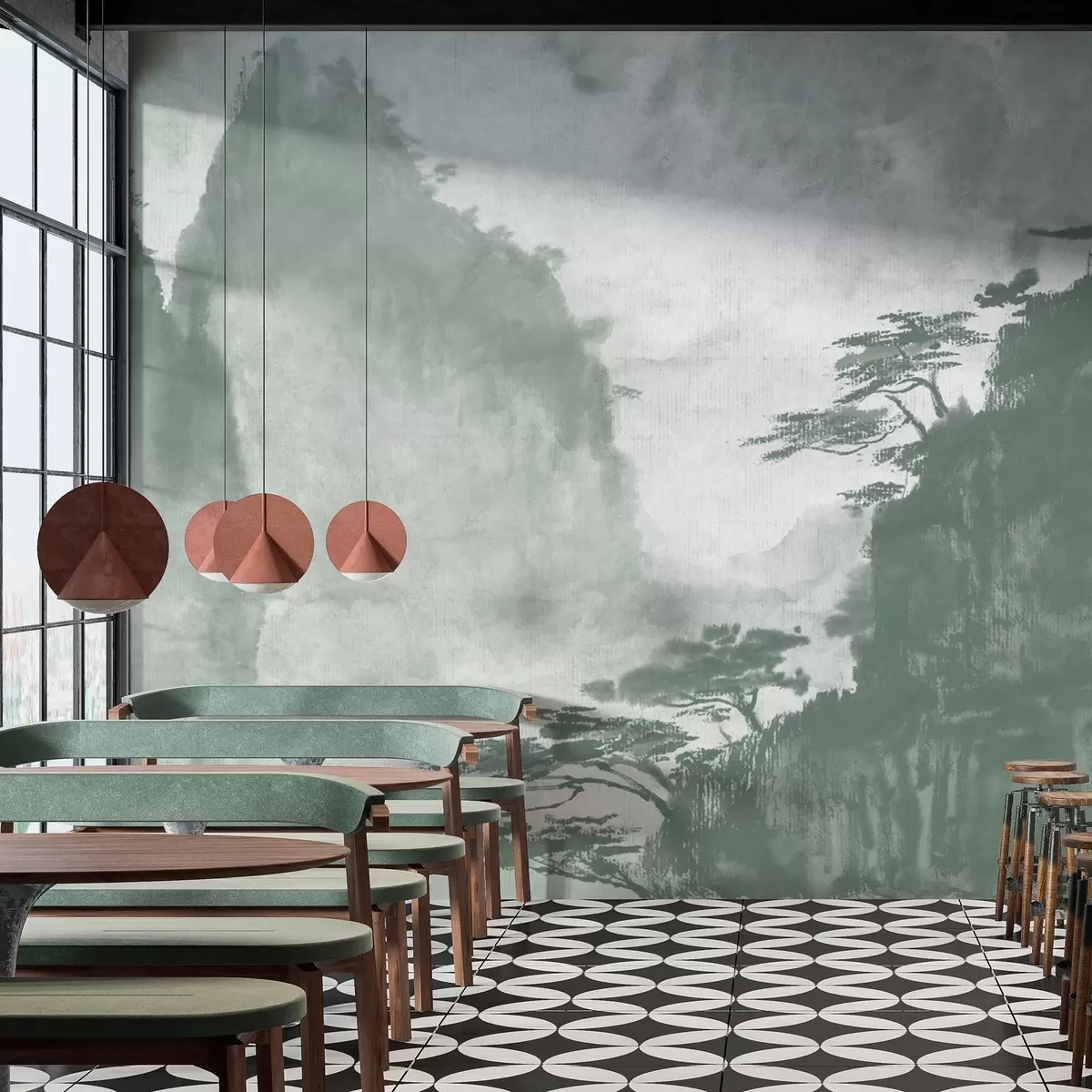 wall murals Спокојни планински пејзаж у монохроматском u98743v1