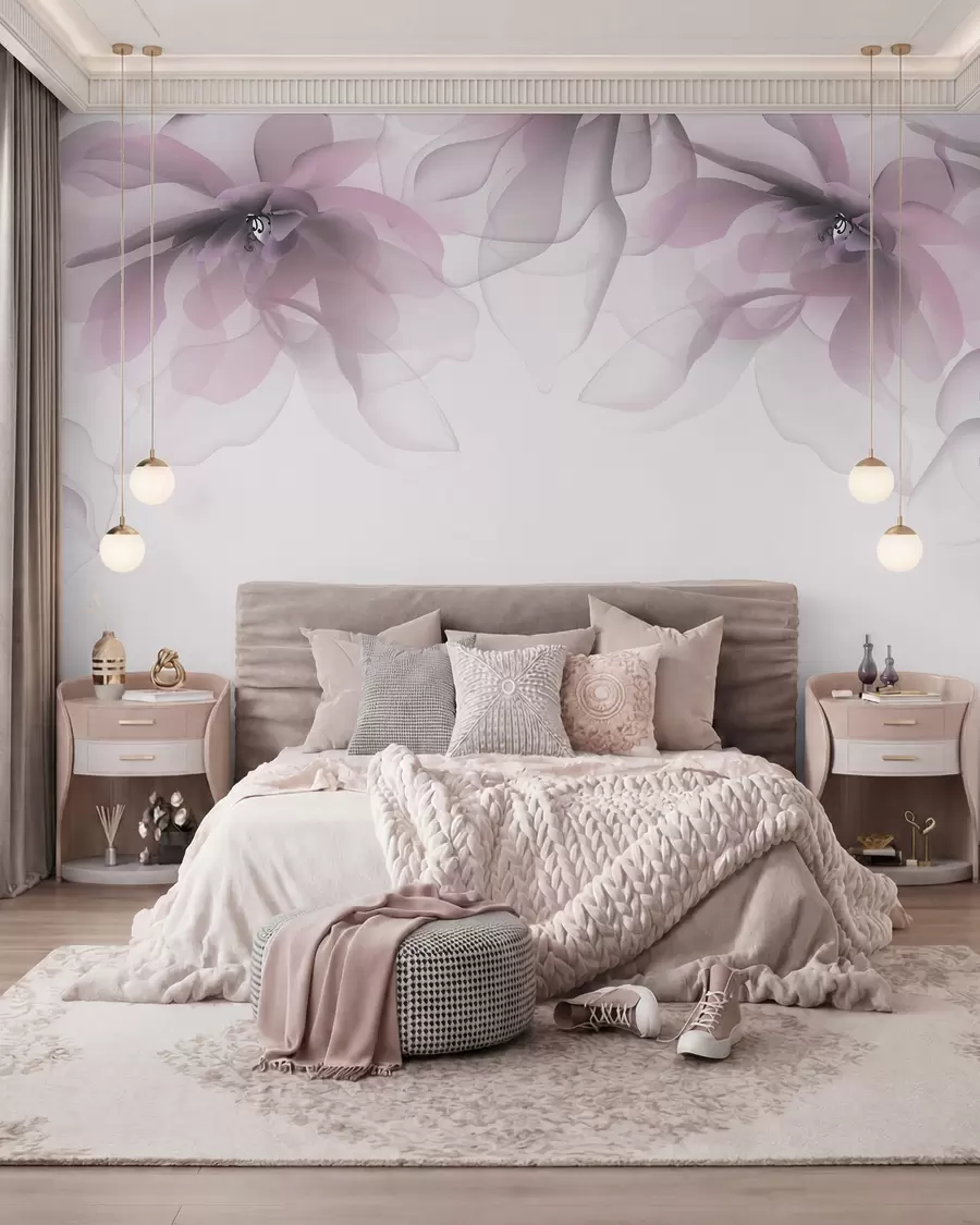 wall murals розе прозирне велике цвеће на врху w02093