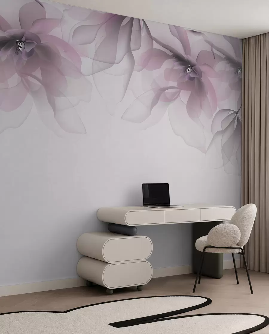 wall murals розе прозирне велике цвеће на врху w02093