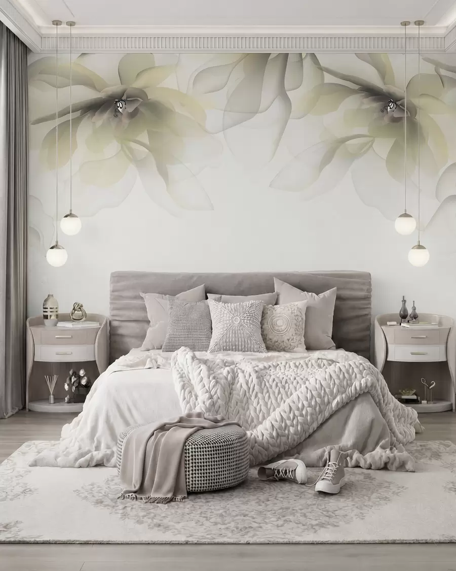 wall murals жути провидни крупни цветови на врху w02093v1