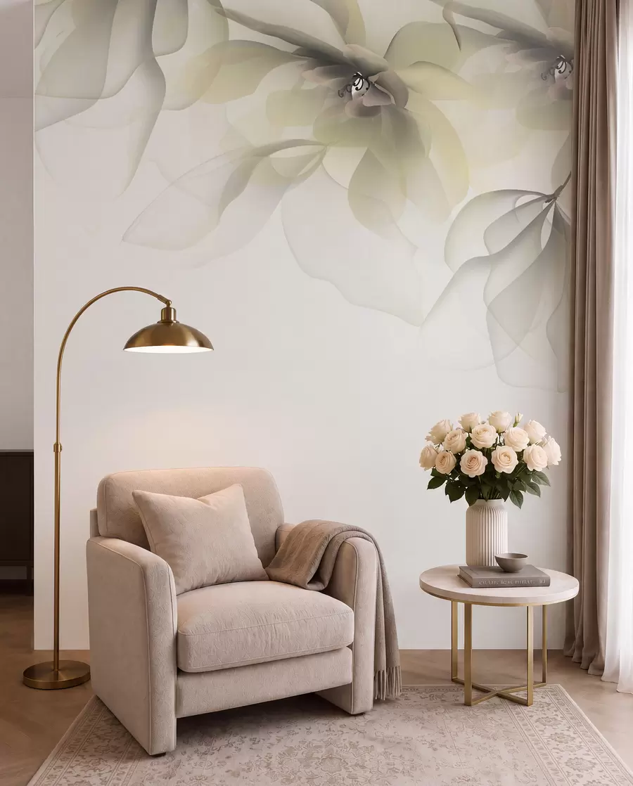 wall murals жути провидни крупни цветови на врху w02093v1