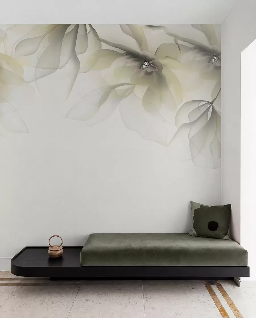 wall murals жути провидни крупни цветови на врху w02093v1