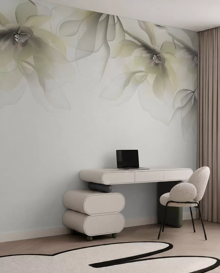 wall murals жути провидни крупни цветови на врху w02093v1