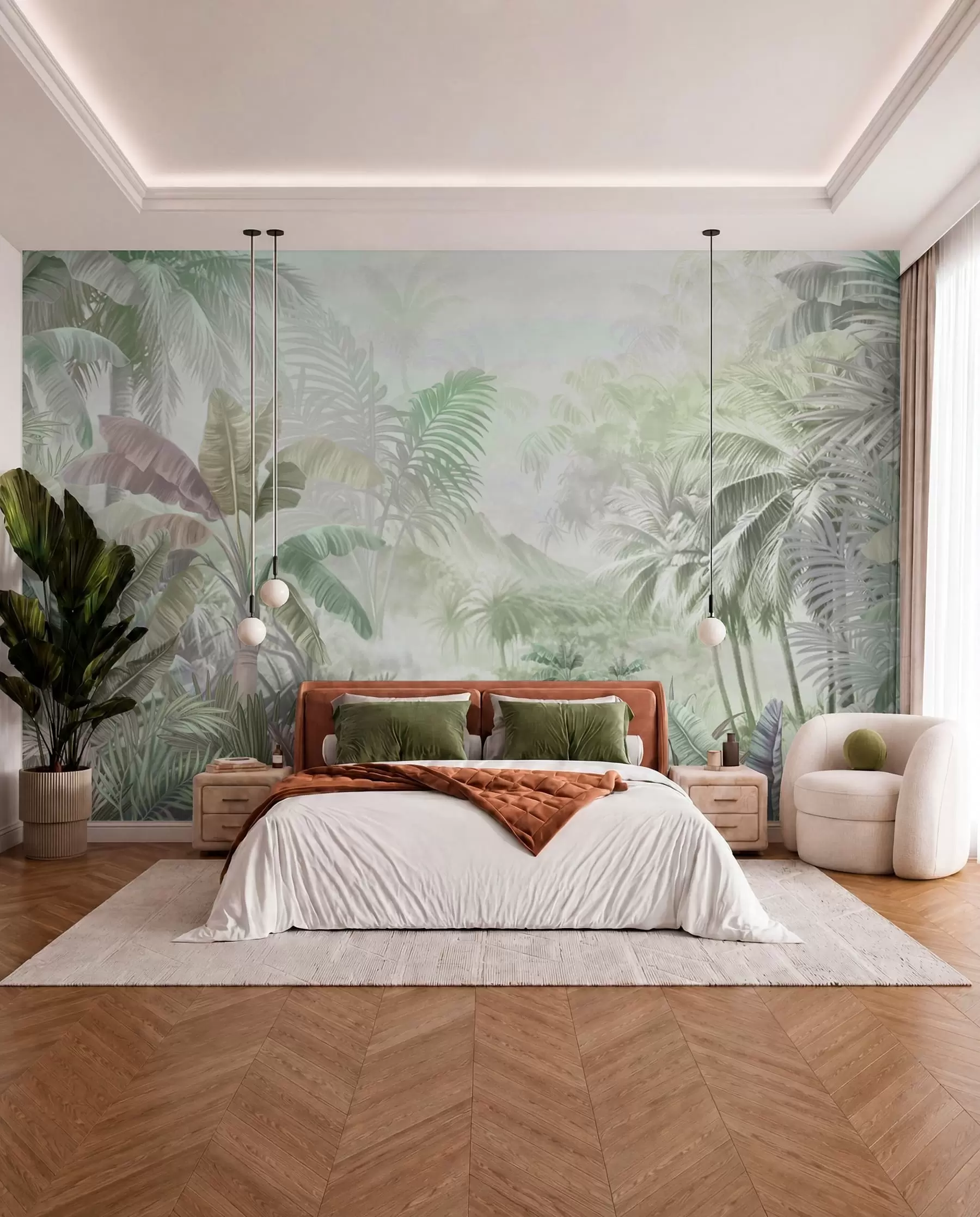 wall murals Прашума у меким зеленим тоновима w01931v1