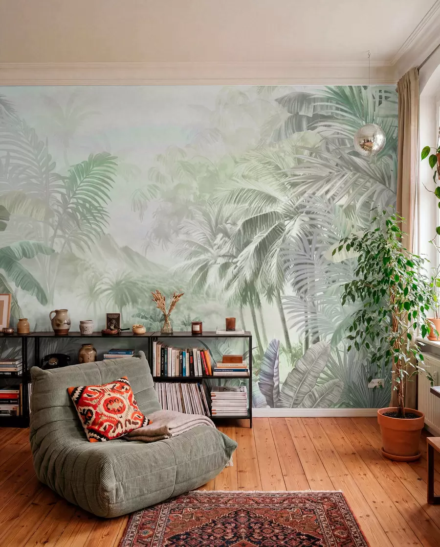 wall murals Прашума у меким зеленим тоновима w01931v1