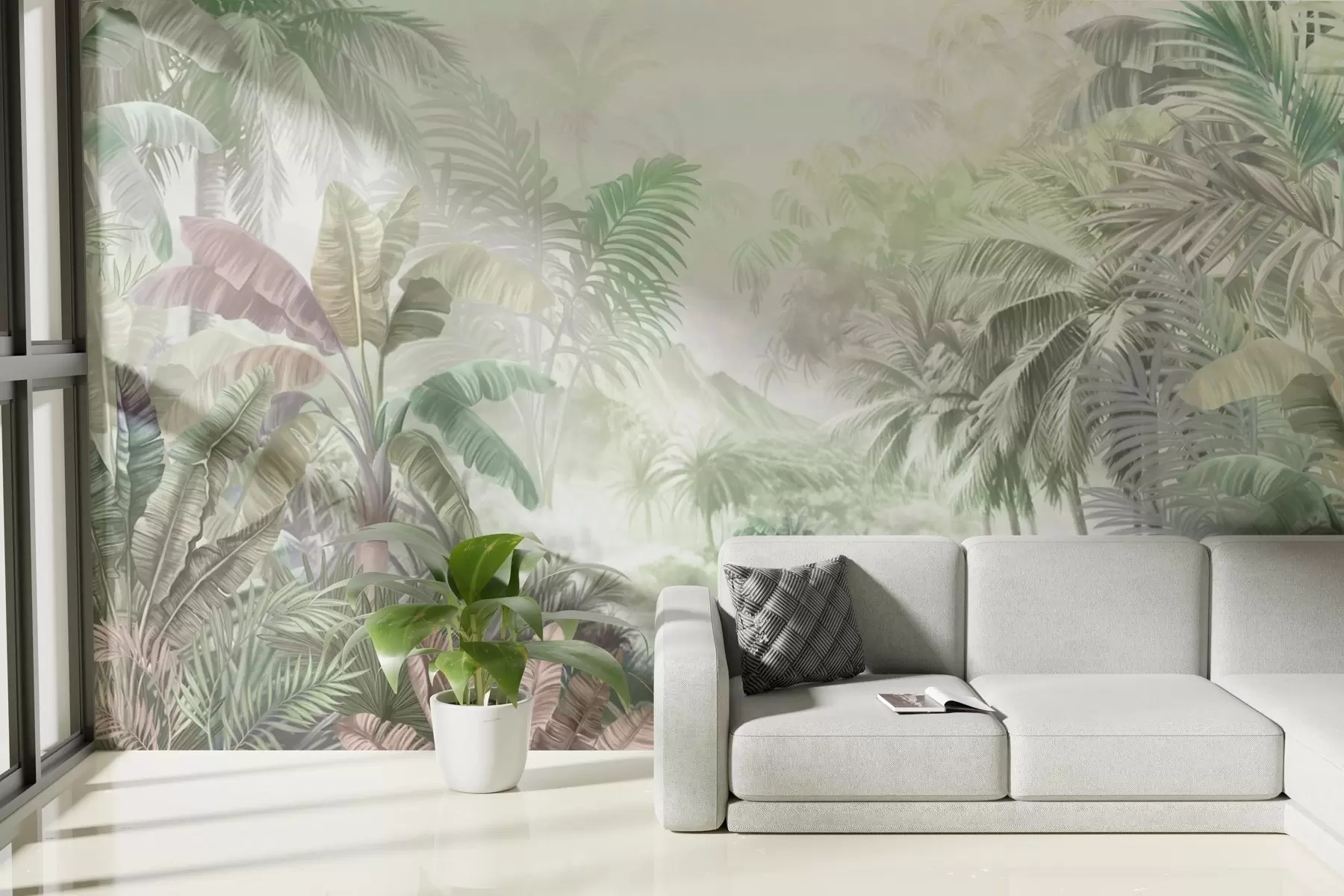 wall murals Прашума у меким зеленим тоновима w01931v1