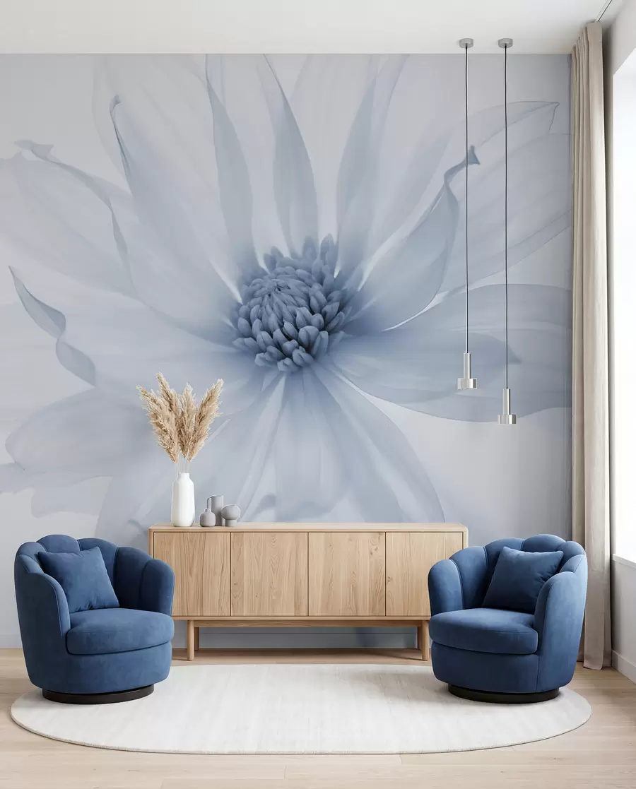 wall murals Деликатни плави цвет на светлој позадини w02077