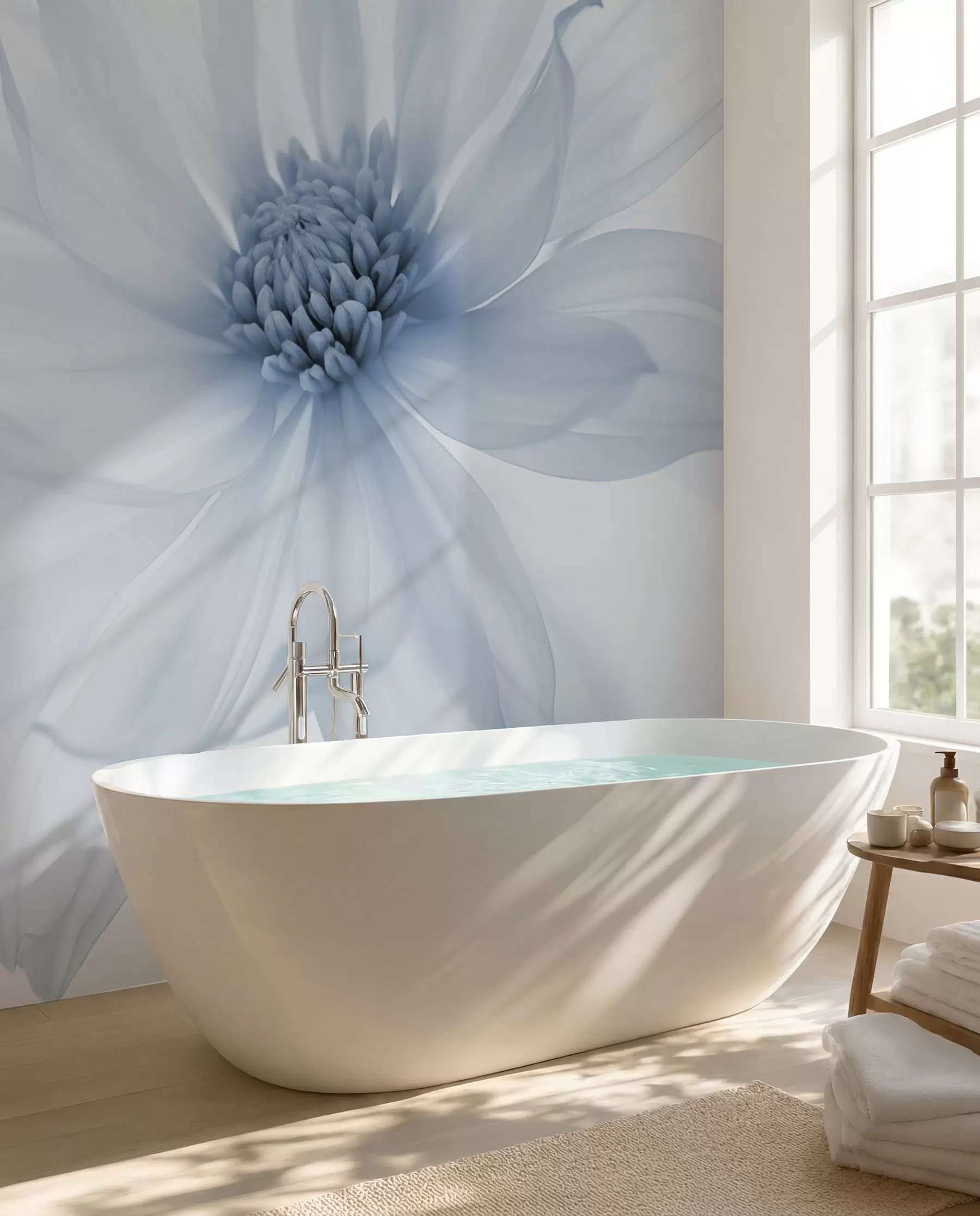 wall murals Деликатни плави цвет на светлој позадини w02077