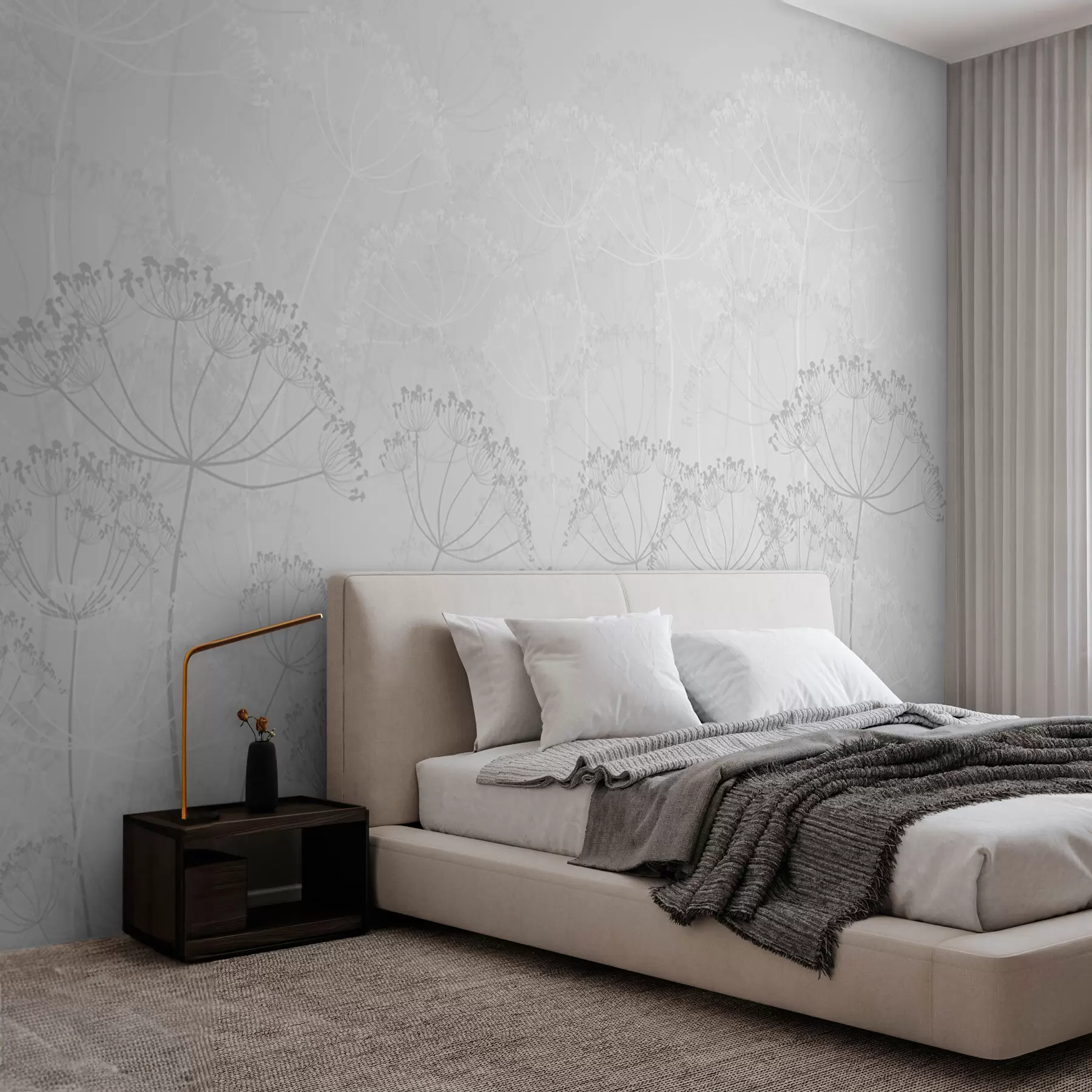 wall murals Крхке биљке минимализам сиве боје w02105v2