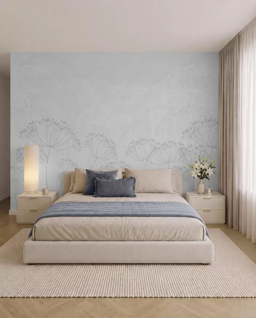 wall murals Крхке биљке минимализам сиве боје w02105v2