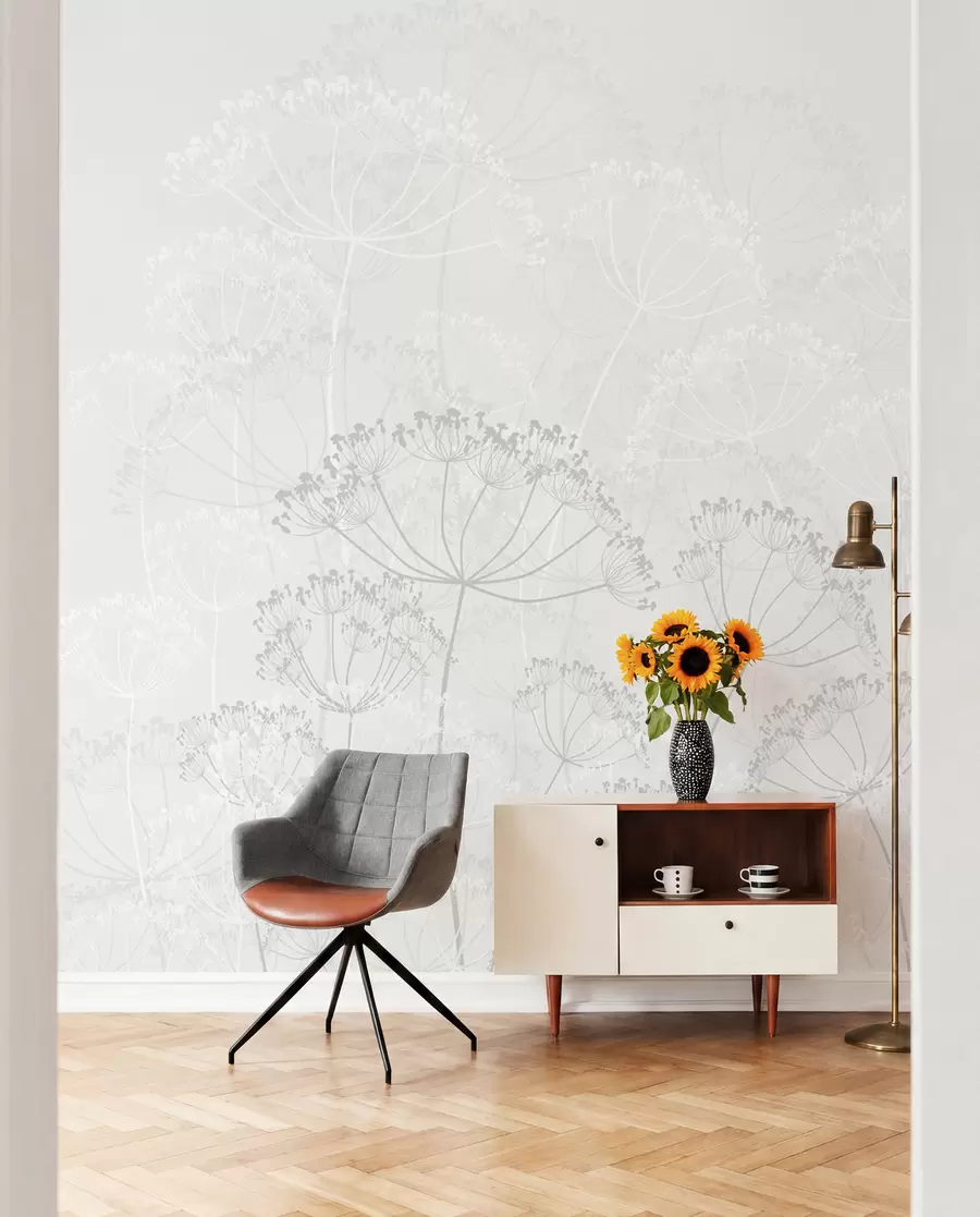 wall murals Крхке биљке минимализам сиве боје w02105v2