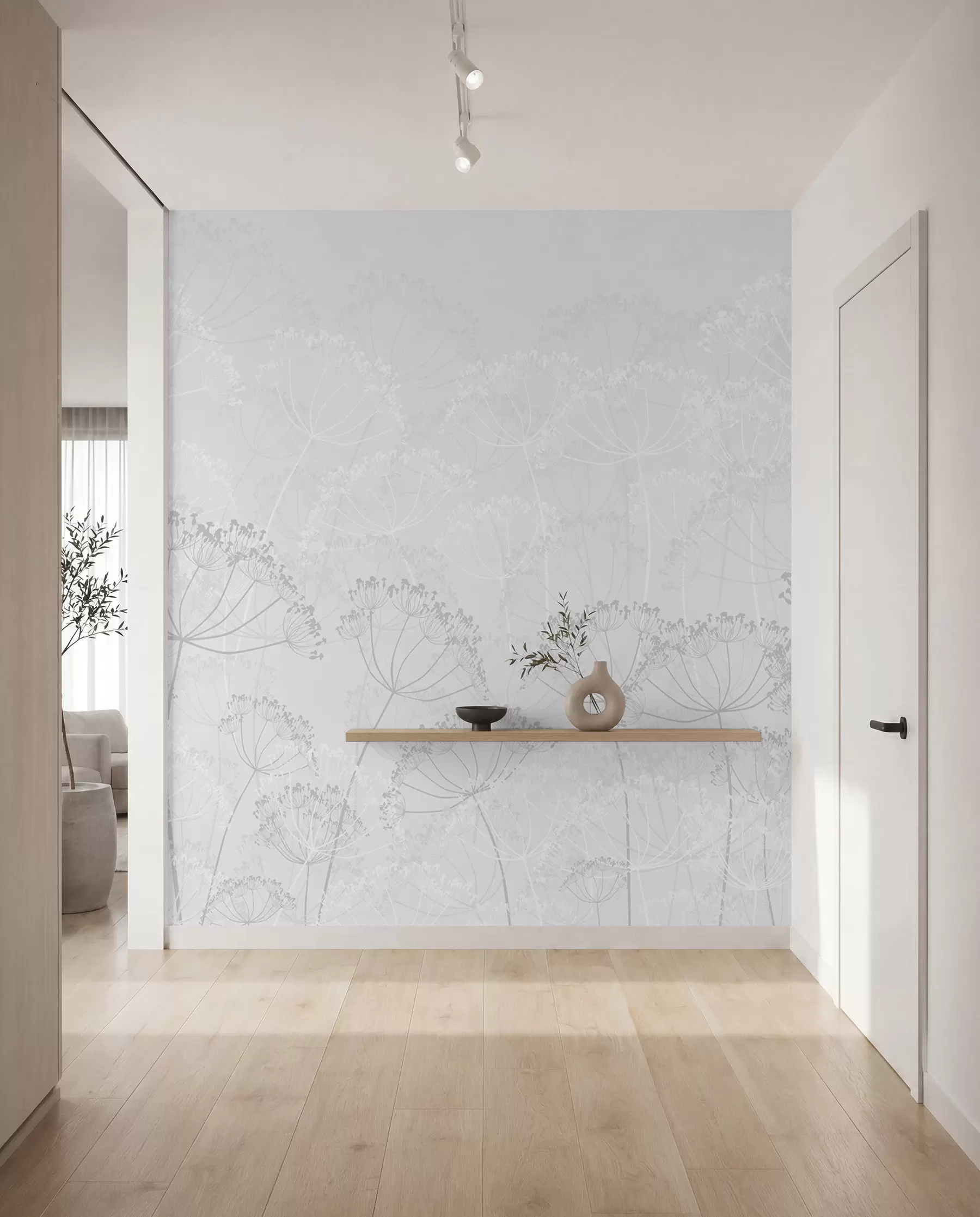 wall murals Крхке биљке минимализам сиве боје w02105v2