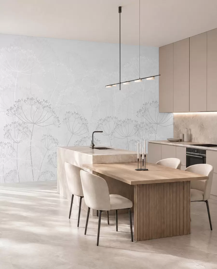 wall murals Крхке биљке минимализам сиве боје w02105v2