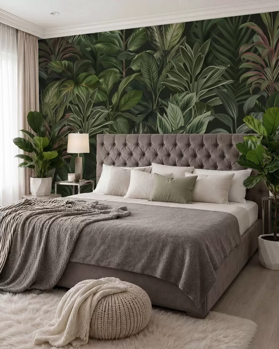 wall murals Густо зелено тропско лишће w02126