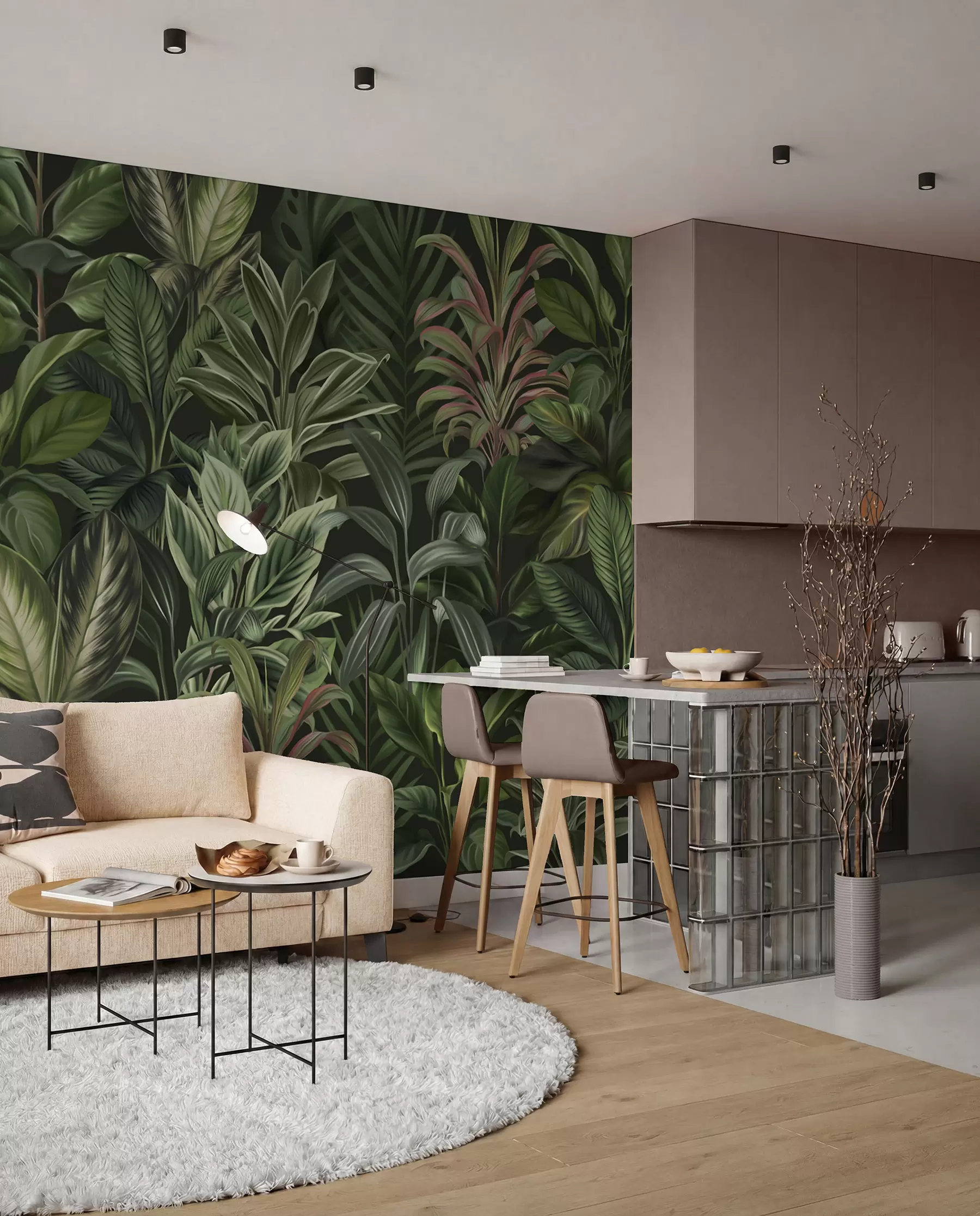 wall murals Густо зелено тропско лишће w02126