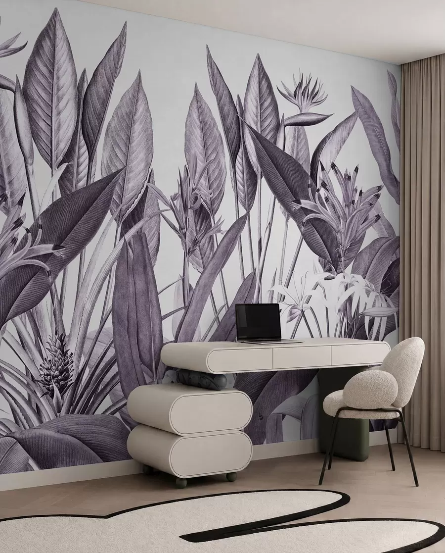 wall murals Тропско лишће у монохроматским нијансама u96833v5