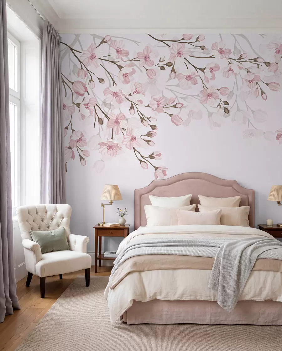 wall murals розе цветне гране на ружичастој позадини w02200