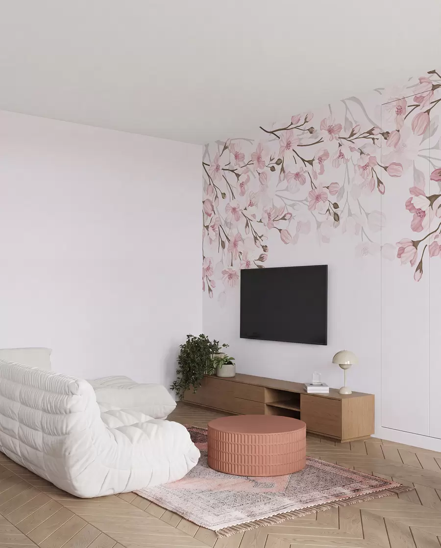 wall murals розе цветне гране на ружичастој позадини w02200