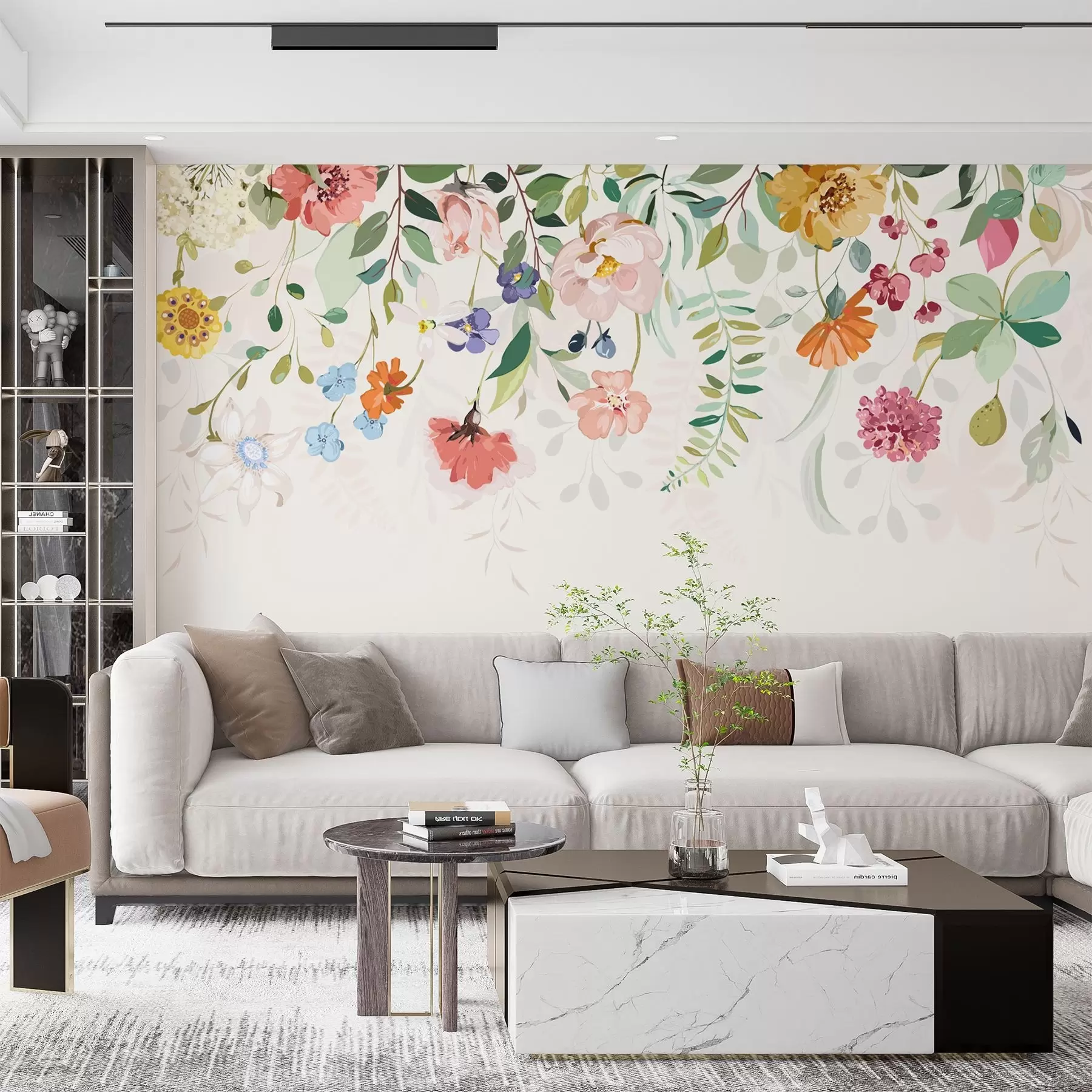 wall murals светло шарено цвеће и лишће на врху w02201