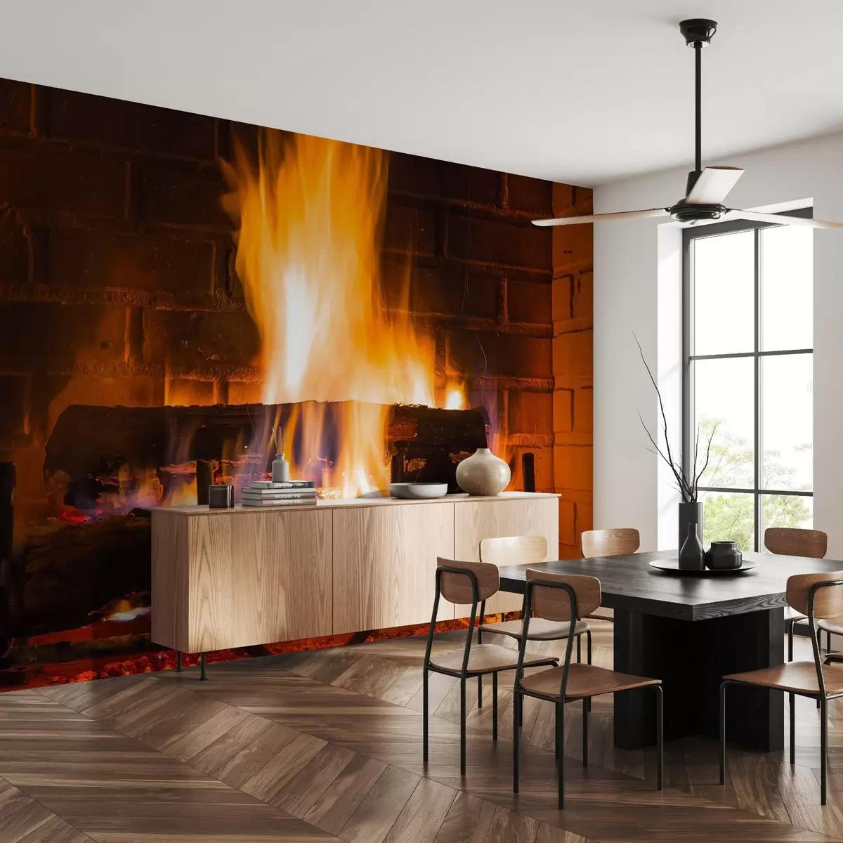 wall murals Пријатан пламен у топлом камину u73022