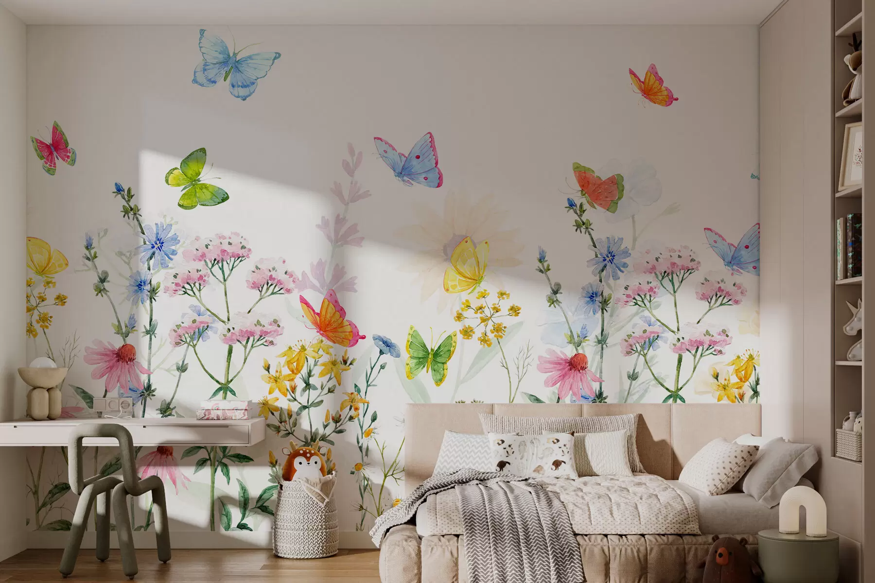 wall murals Шарено цвеће и биљке и лептири w02238