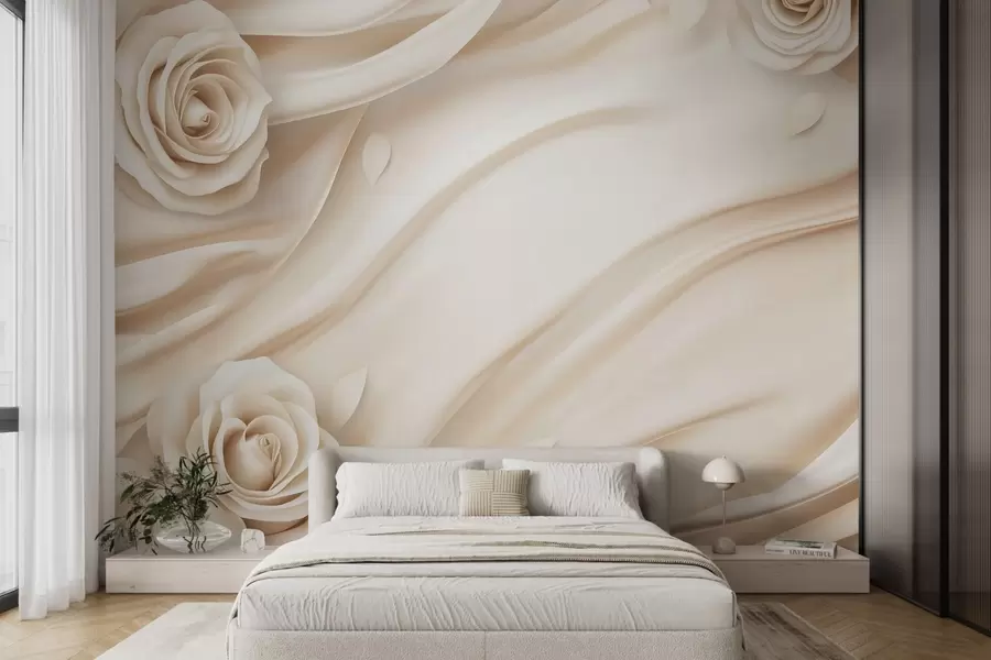 wall murals Елегантна беж позадина са ружама w02197